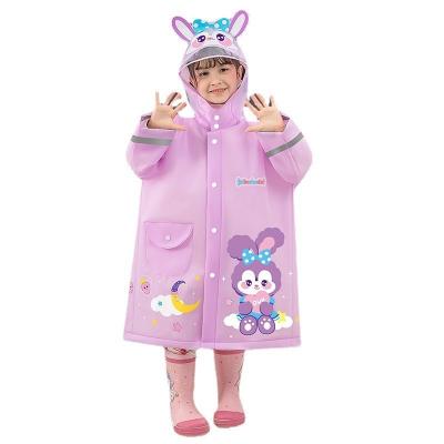 China Custom Logo Printing EVA Children's Raincoat with Reflective Strip and Enlarge Brim for sale