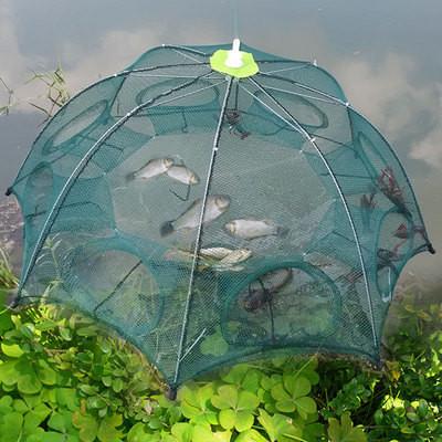 China Double Knot Shrimp Cage Fishing Net Hand Cast Tool for Lobster Crab Eel Umbrella for sale