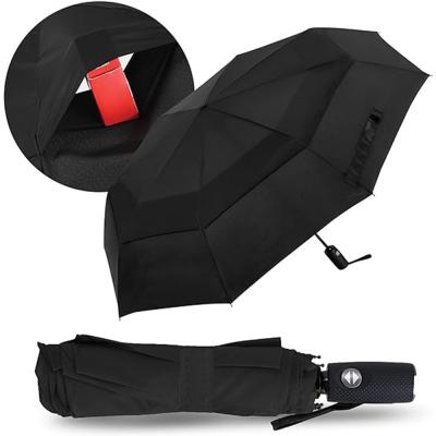 China Custom Logo Double Folding Umbrella One Click Open Travel Umbrella for Advertising Gift for sale