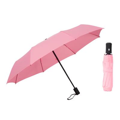 China Three-folding Umbrella 3 Folding Polyester Pongee Travel Windproof Umbrella for Gifts for sale