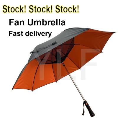 China Mercado Popular Fano Verão Guarda-chuva UV-Resistente Água Ventolador Guarda-chuva 41 In Dia Outdoor Solar Guarda-chuva Ventolador Guarda-chuva à venda