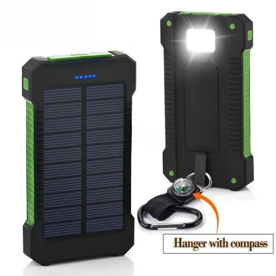 China High Capacity 8000mah Solar Power Bank Slim Outdoor Waterproof Hanger With Compass for sale