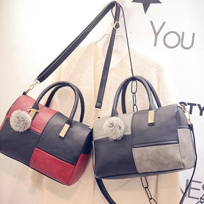 China Shoulder Bag Design Hairball Lady Top Shoulder Bag Hit Color Women Bag Handbag for sale