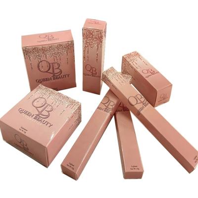 China Recyclable creative custom logo printed cosmetic paper box lipstick skin care set lip gloss liner packaging cosmetic paper box for sale