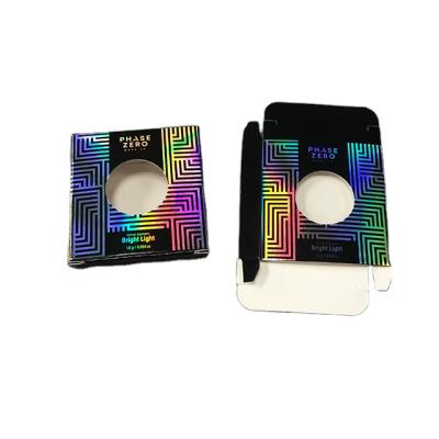 China Recycled Materials Hologram Eyeshadow Box Custom Size Individual Blush Packaging With PVC Window for sale