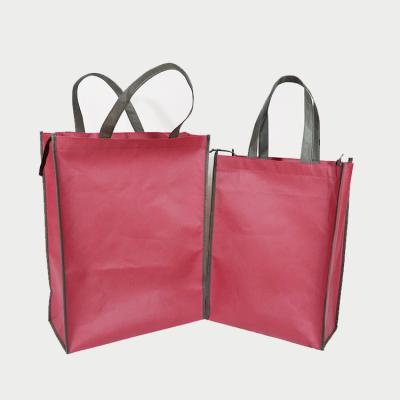 China Fashion Custom Logo Cheap Pocket Burgundy NONWOVEN Customized Tote Shopping Bags For Women for sale