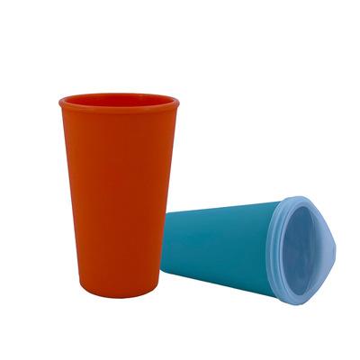 China Sustainable Environmental Protection Silicone Bottle Straight Fall Household Heavy Duty Drink Cup With Lid for sale