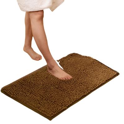 China Nonwoven Fabric Non Slip Shaggy Chenille Bath Mat For Bathroom Cover Microfiber Water Absorbent Bath Mat for sale