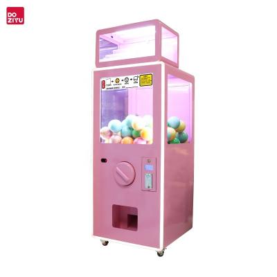 China Big red-pink metal+Tempered glass+Acrylic sheet box square Gashapon Gachapon capsule vending machine for sale