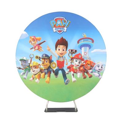 China Hot Sale Cartoon Event Decor Supplies Aluminum Frame Round White Circle Wall Backdrop For Wedding for sale