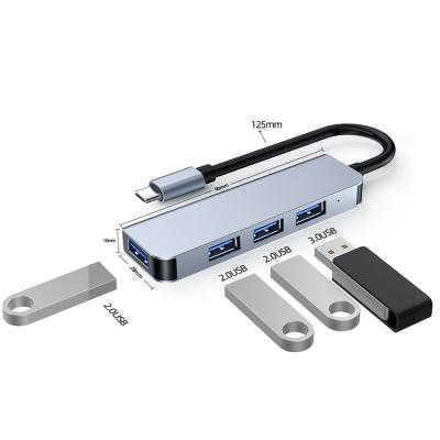 China Multifunctional ABS+Aluminum Alloy Laptop Docking Station Type C 4 in 1 Dock All in One USB3.0 Hub 4 Ports USB Adapter for sale