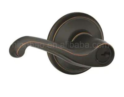 China Entrance. Privacy Matte Black Tubular Lever Set Door Handle Lock Set Oil Rubbed Handle Bronze Aged Bronze Door Lock Keyed Entry Lever Reversible for sale