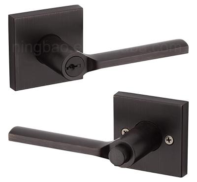 China Entrance.Privacy Locked Front Door Handle Lock Door Matte Black Lever Square Door Handle With Black Bronze Aged Main Reserve Lever Set From USA for sale