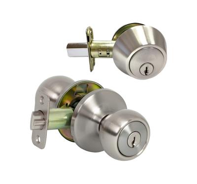 China Entrance Satin Nickel Key Tulip Combination Door Tulip Combination Door Lockset Combo Lockset Key In Knob Lock With Deadbolt for sale