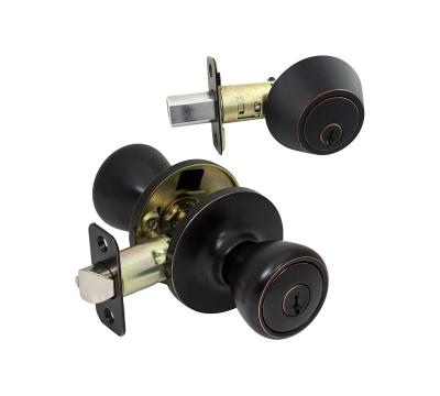 China Tulip Combination Door Lockset Tulip Entry Knobset Combination Set Deadbolt Matte Black Bronze Key Alike Entry Combination for sale