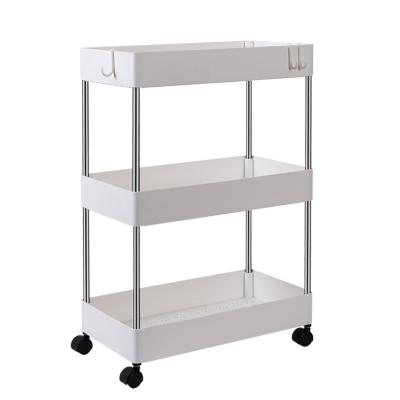 China Multi-Layer Thickened Plastic Shelving Shelf Storage Shelving Shelf Trolley Movable Floor Type for sale