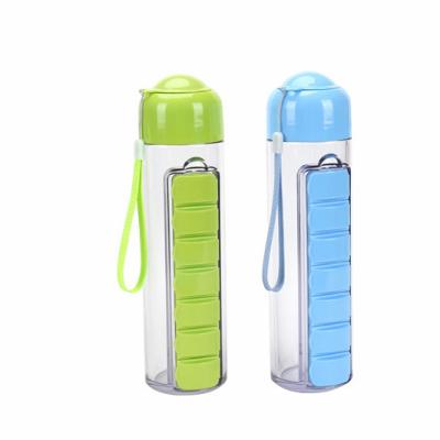 China Promotion Gift Plastic Water Bottle Pill Case 7 Compartments Bottle Pill Box for sale