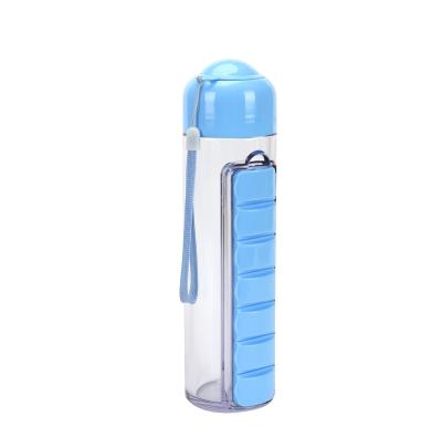 China Promotion Gift Water Bottle, Drinking Pill Organizer Bottle, 200ml Plastic Water Bottles With Pill Case for sale