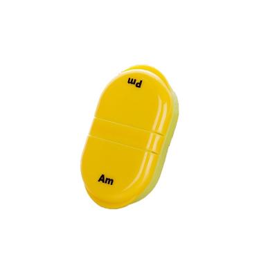 China Factory Supply Mini Plastic Storage Box Portable 2 AM P.M. Compartment One Day Pill Box for sale