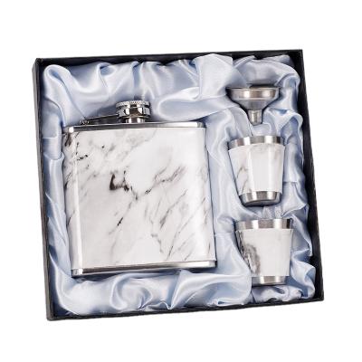 China Metal Pouch 6 Oz Portable Europe Style Marble Style Whiskey Hip Flask for sale