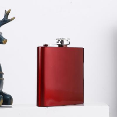 China Colorful Metal Stainless Steel Hip Flask 6oz Portable Pocket Flask For Whiskey Winter for sale