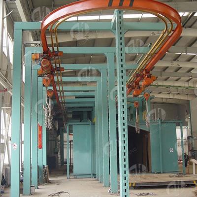 China Building material stores hanger chain stepping shot blasting machine for racks, pulley wheel and manhole cleaning covers for sale