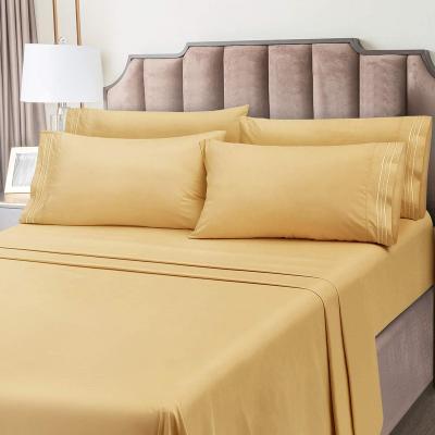 China 90gsm Sustainable Microfiber Three Lines Embroidery Home Textile Sheet Set 3pcs With Carton for sale