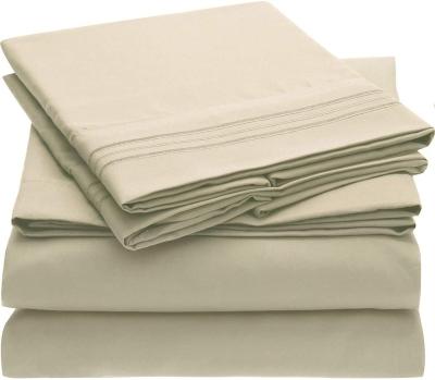 China Sustainable Hot Sale 1800 Thread Count Microfiber Pillow Case Sheet Sets With Three Line Embroidery for sale