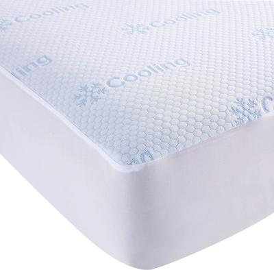 China Waterproof Cooling Mattress Protector Stays Cool Fitted And Deep Pockets Of Bedspread All Night Breathable And Quiet for sale