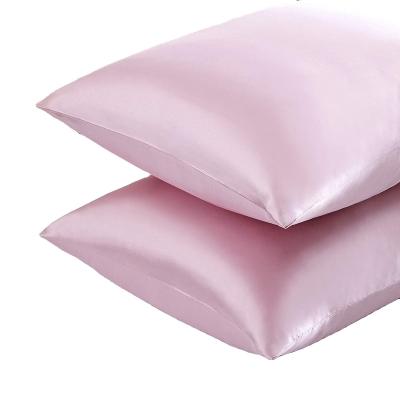 China Sustainable Pink Satin Pillow Cases Set of 2 with Envelope Closure for sale