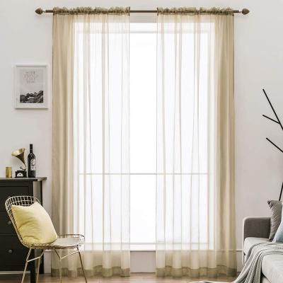 China White Color Blackout Sheer Voile Window Curtains for sale