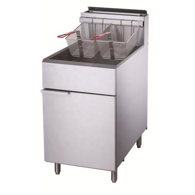 China Commercial Supplying 2 Basket Stainless Steel Fryer Chicken Potato Chips Gas Deep Fryers Temperature Control Kitchen Equipment for sale