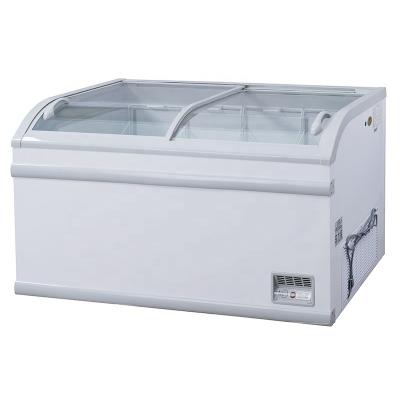 China Single-Temperature Support Customized Commercial Cream&Food White Glass Door Chest Freezer Ice Supply Chest Freezer for sale