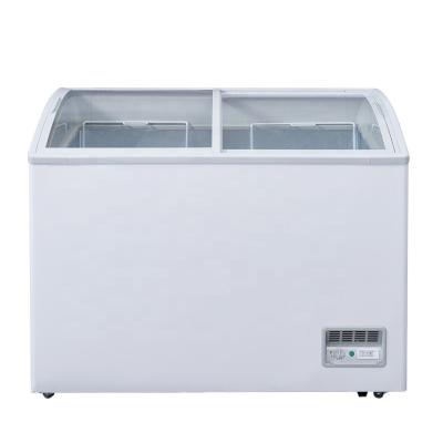 China WD-250L Volume Commercial Glass Door Double Glass Door White Food&Vegetable Chest Freezer Single-temperature Refrigerators Chest Freezer for sale