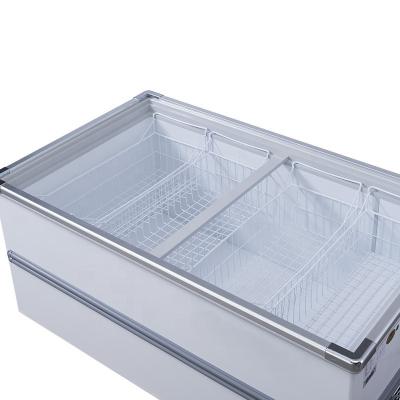 China Single-temperature Manufacturer Factory Glass Door Ice Cream Display Showcase Supermarket Freezers Horizontal Freezer for sale