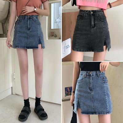 China Viable women's new spring summer denim skirt high waist Korean style print denim short skirt A Li jeans for sale