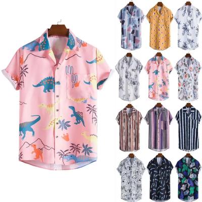 China 2023 Summer Colorful Perforated Tassel Viable Plaid Shirt Men's Big Casual Half Sleeve Shirt for sale