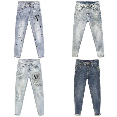 China Stylish men's jeans 2023 fashion pants manly man denim pants blue viable custom loose trousers for sale