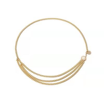 China Elegant Fashion Body Charm Multilayer Aluminum Chain For Women Combine Queen Head Chain Body Jewelry Body Chain Gold Plated The Retro for sale