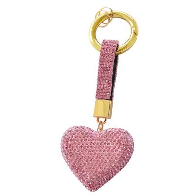 China Fashion Customizable Creative Heart Shaped Heart Shaped High End Full Diamond Key Chain Accessories Key Chain Pendant for sale