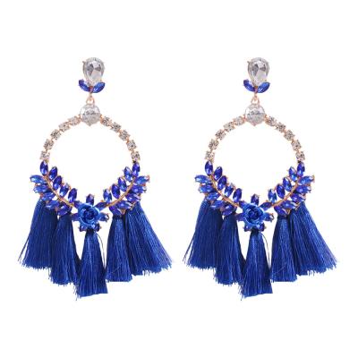 China New ethnic BOHEMIA style boho tassel earrings alloy creative diamond weaving handmade earring for sale