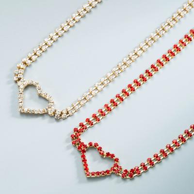 China TRENDY fashion short necklac heart necklace with diamonds, clavicle chain, high quality personality heart crystal necklace for sale