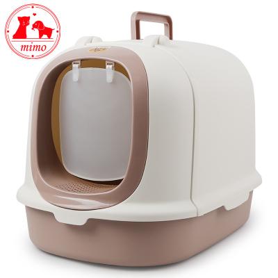 China 2 Color Large Viable Hooded Corner Cat Litter Box Pan Tray with Scoop and Door Cat Litter Tray Toilet Box for sale