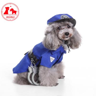 China Dog Cat Costumes Cool Police Uniform Viable Coat Halloween Cosplay Clothes For Puppies Theme Party Dressing Up for sale