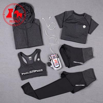 China 5 Piece High Waist QUICK DRY Women Female Yoga Wear Dress Set Outdoor Fitness Gym Running Quick Dry Sports Dress Clothing Wear ClothesSet for sale