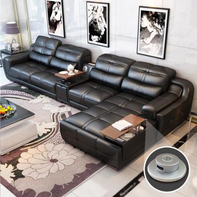 China Mutifunction / Smart Sofa / Wireless Speaker Modern Living Room Sofas L Shape Sofa Leather Set Has Music To Play USB Charger Sofas Set Furniture for sale