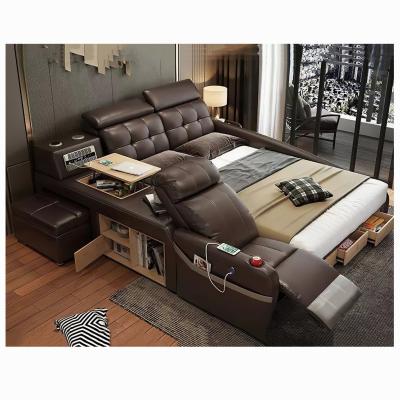 China (Other)Adjustable Modern Leather Bed Muti-functional 1.8m Double Smart Bed With Massage Speaker Air Purifier Bedroom for sale