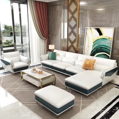 China 2020 Newest Design Cooling White Leather Sofa For Living Room for sale