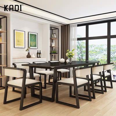 China Dining Table Walnut Wood Dining Table (Size) Living Room Furniture Metal Adjustable Modern Wood Top Frame Table for sale