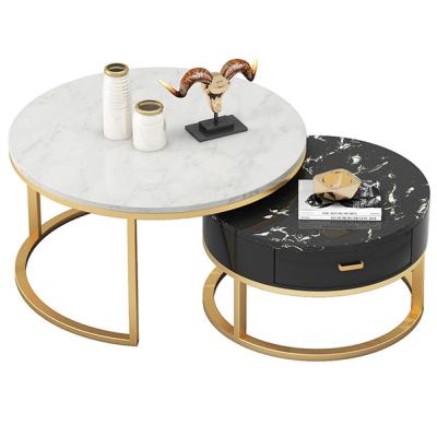 China Modern Side Tables For Living Room Modern Marble Top Gold Stainless Steel Leg Coffee Table for sale